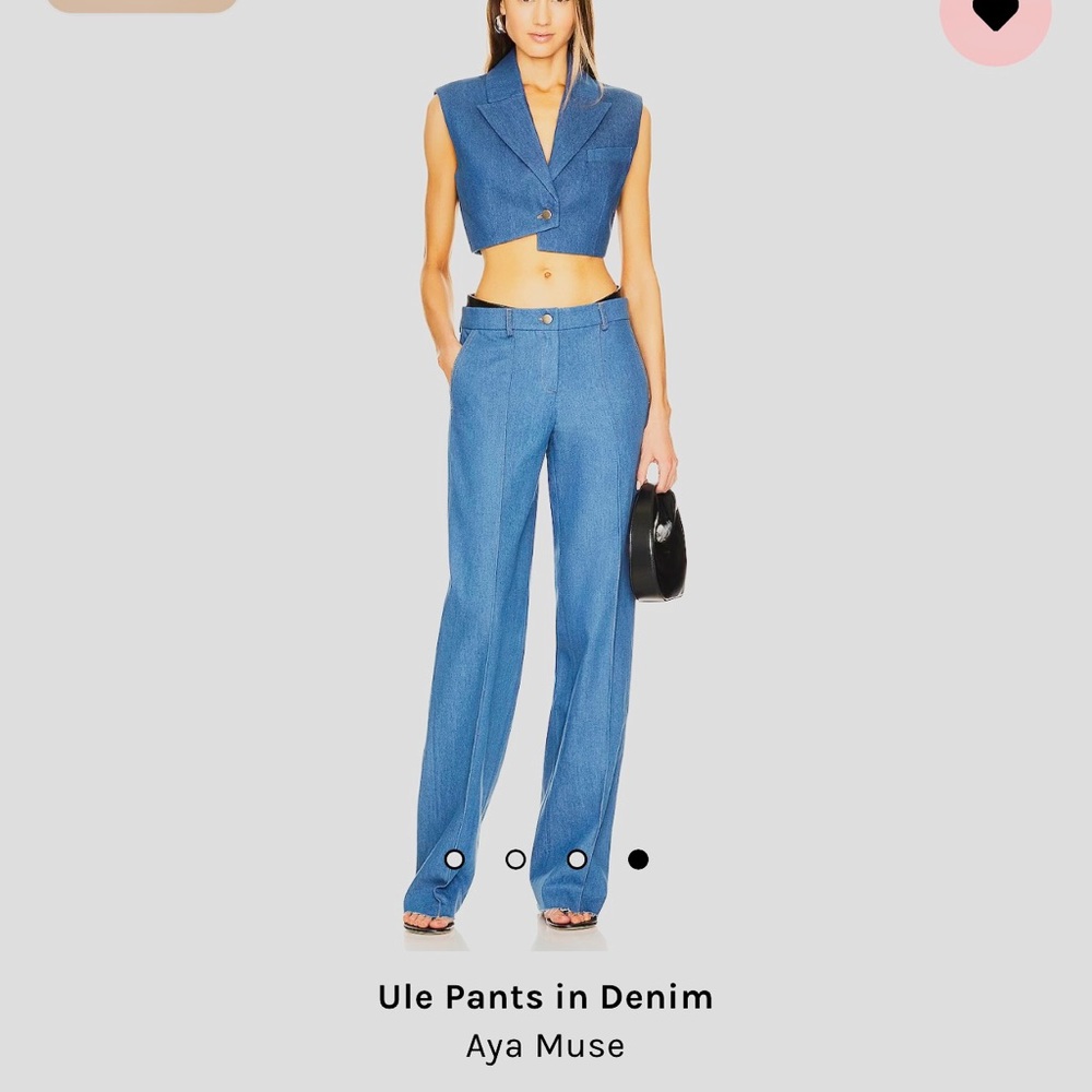 Aya Muse Ule Denim Pants Jeans w/ faux leather waistband Small